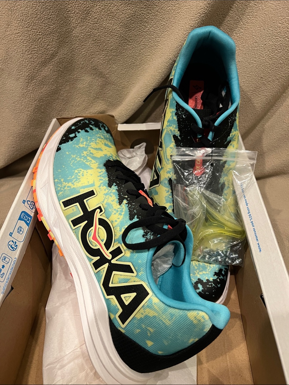 Hoka Men’s Athletic Shoes in Teal, Yellow & Black